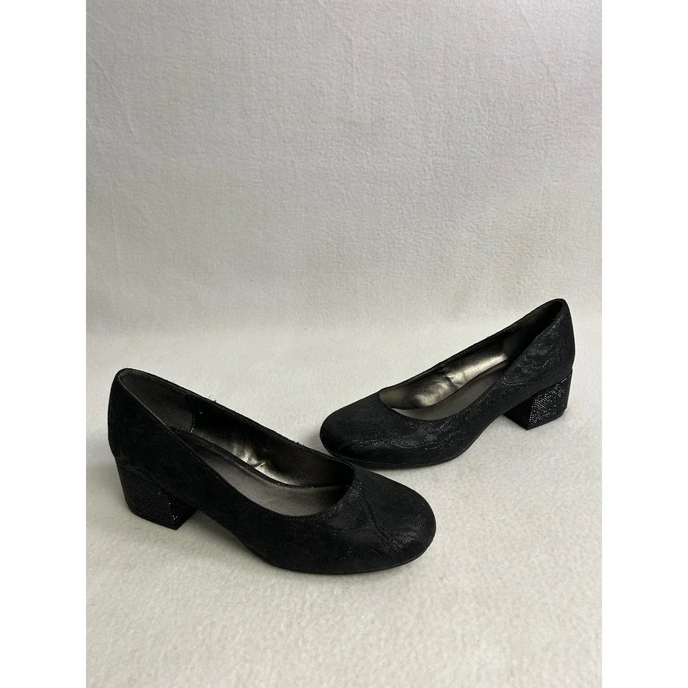 Goth Whimsigoth Kenneth Cole Reaction Womens 8M Black Floral Brocade Block Heels